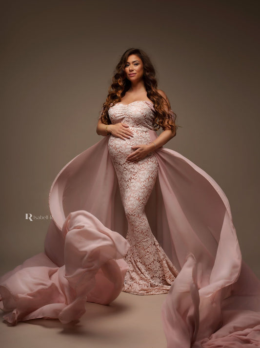 Dusty Pink Papoula Gown - maternity photoshoot dress