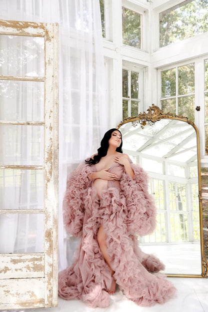 Mauve Pink Barbara Gown - maternity photoshoot dress