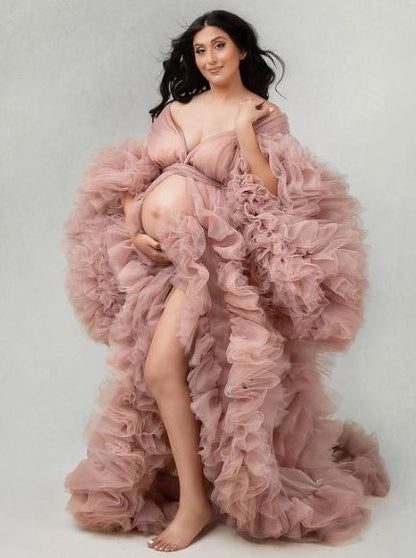 Mauve Pink Barbara Gown - maternity photoshoot dress