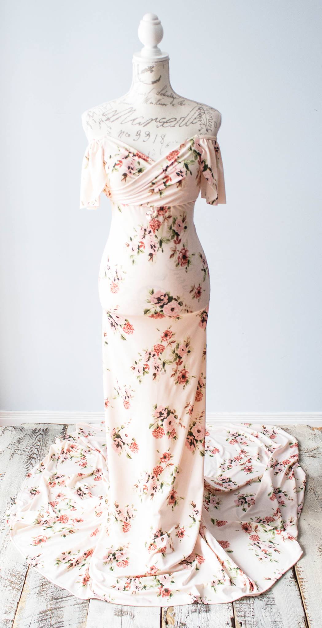 Floral Pink Fitted Gown - 