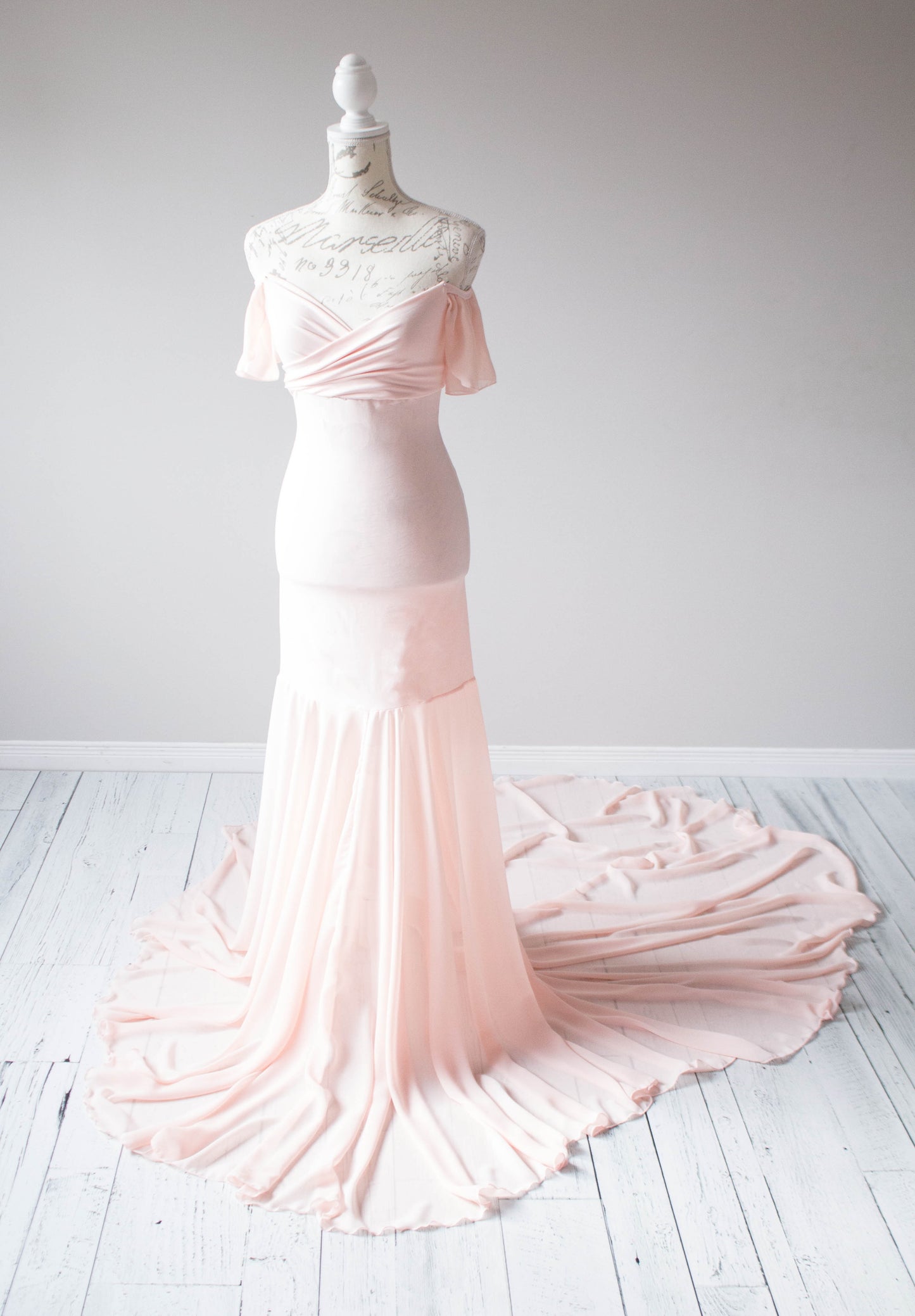Soft Pink Fitted Mermaid Gown - maternity photoshoot dress