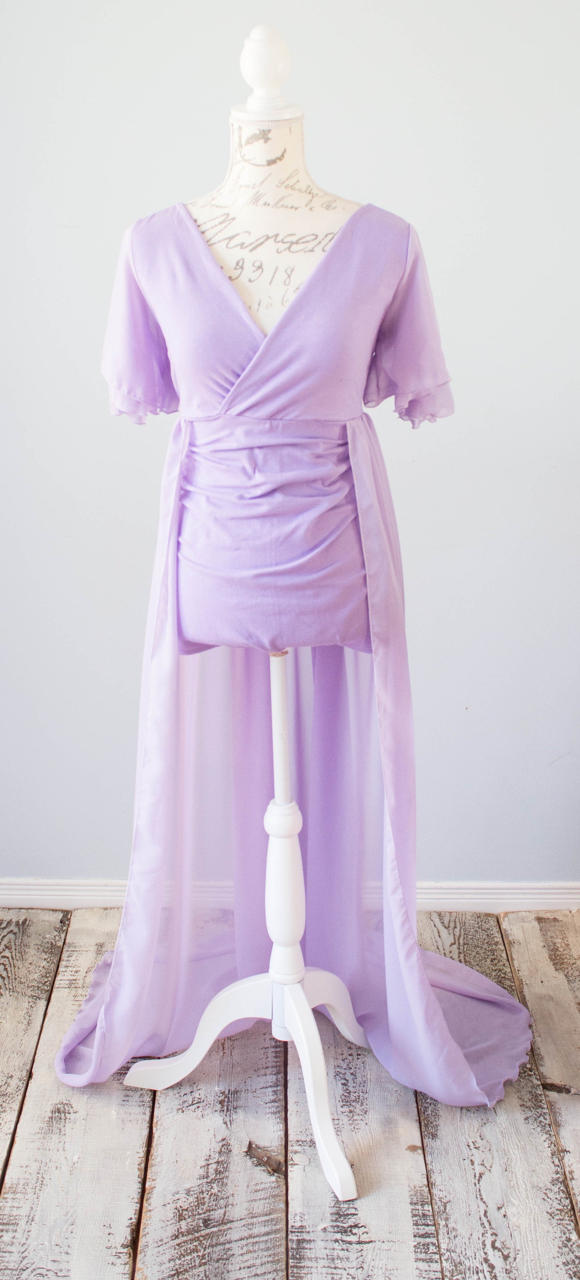 Purple Bodysuit with Train Gown - 