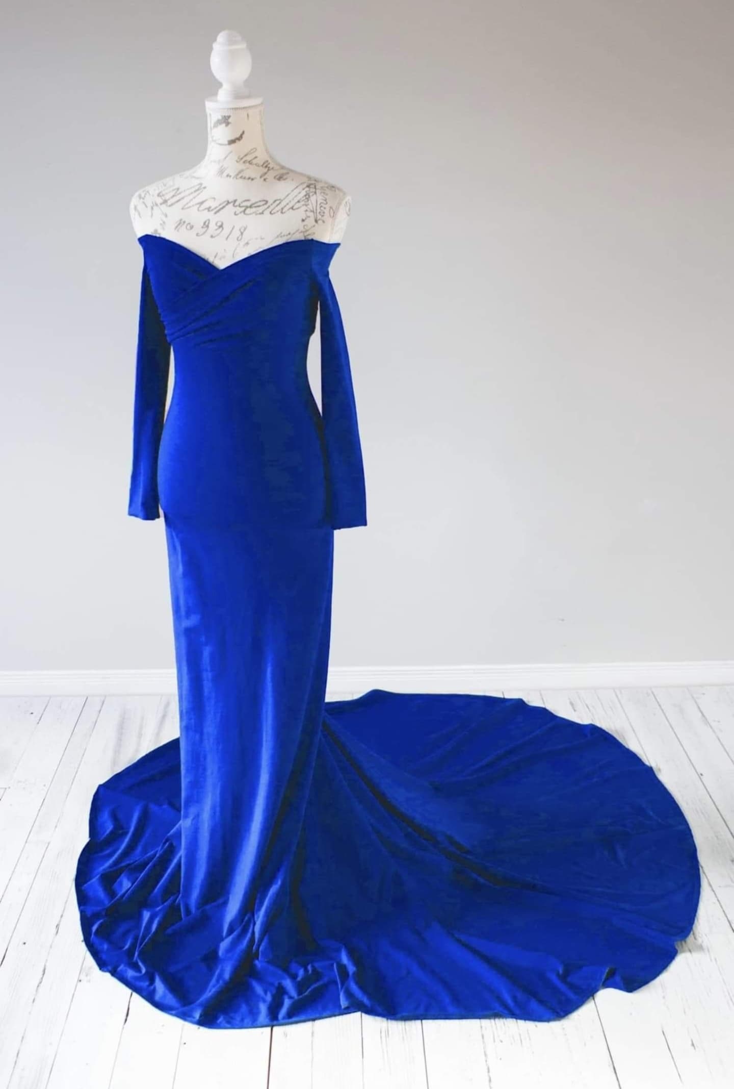 Royal Blue Fitted Gown - maternity photoshoot dress