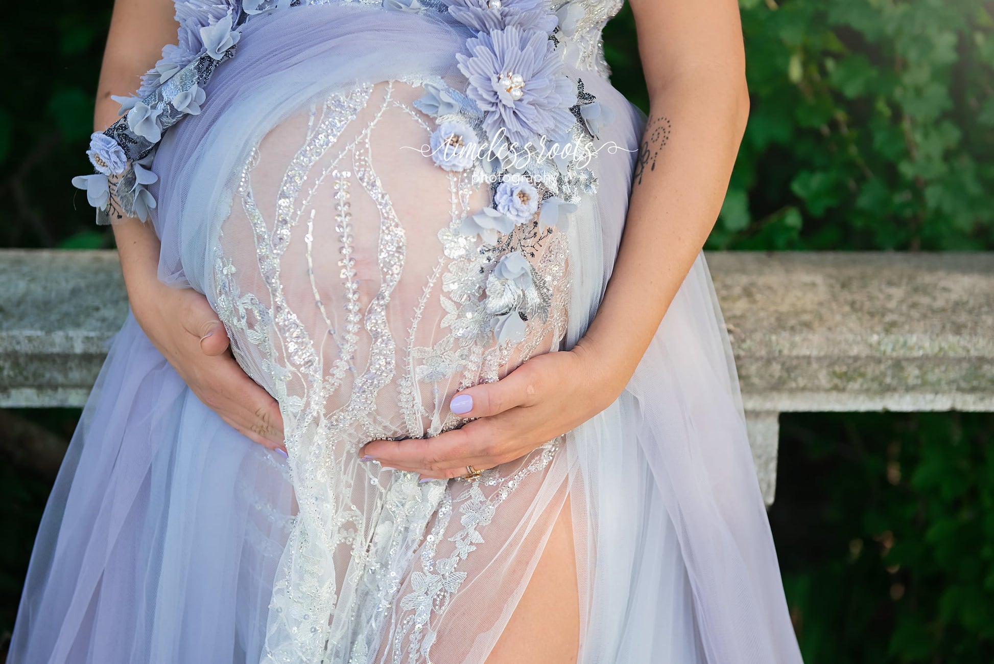 Gray / Lilac Run Away With Me Gown - maternity photoshoot dress