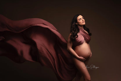 Old Pink Silky Tossing Fabric - maternity photoshoot dress