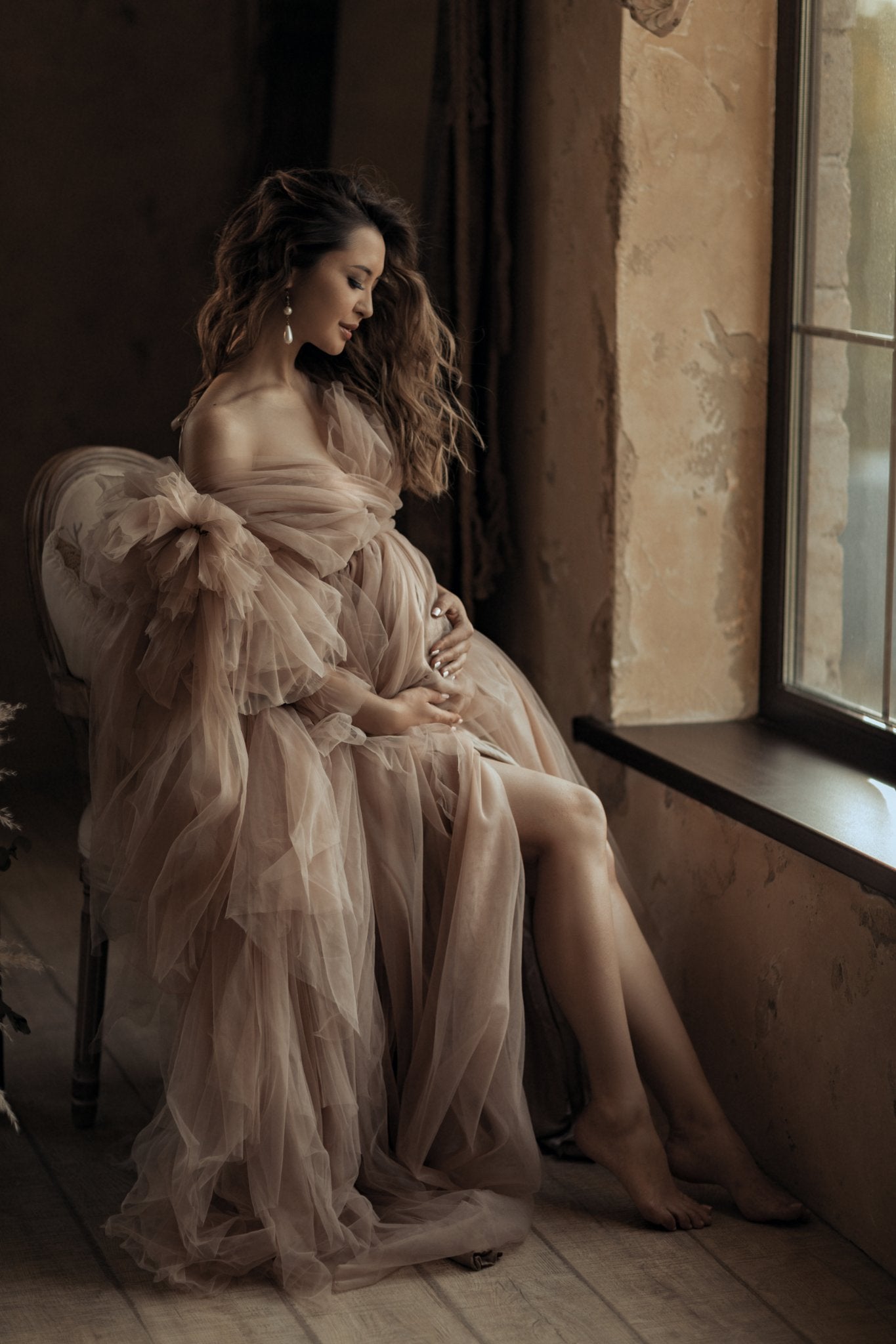 Sand Serena Gown - maternity photoshoot dress