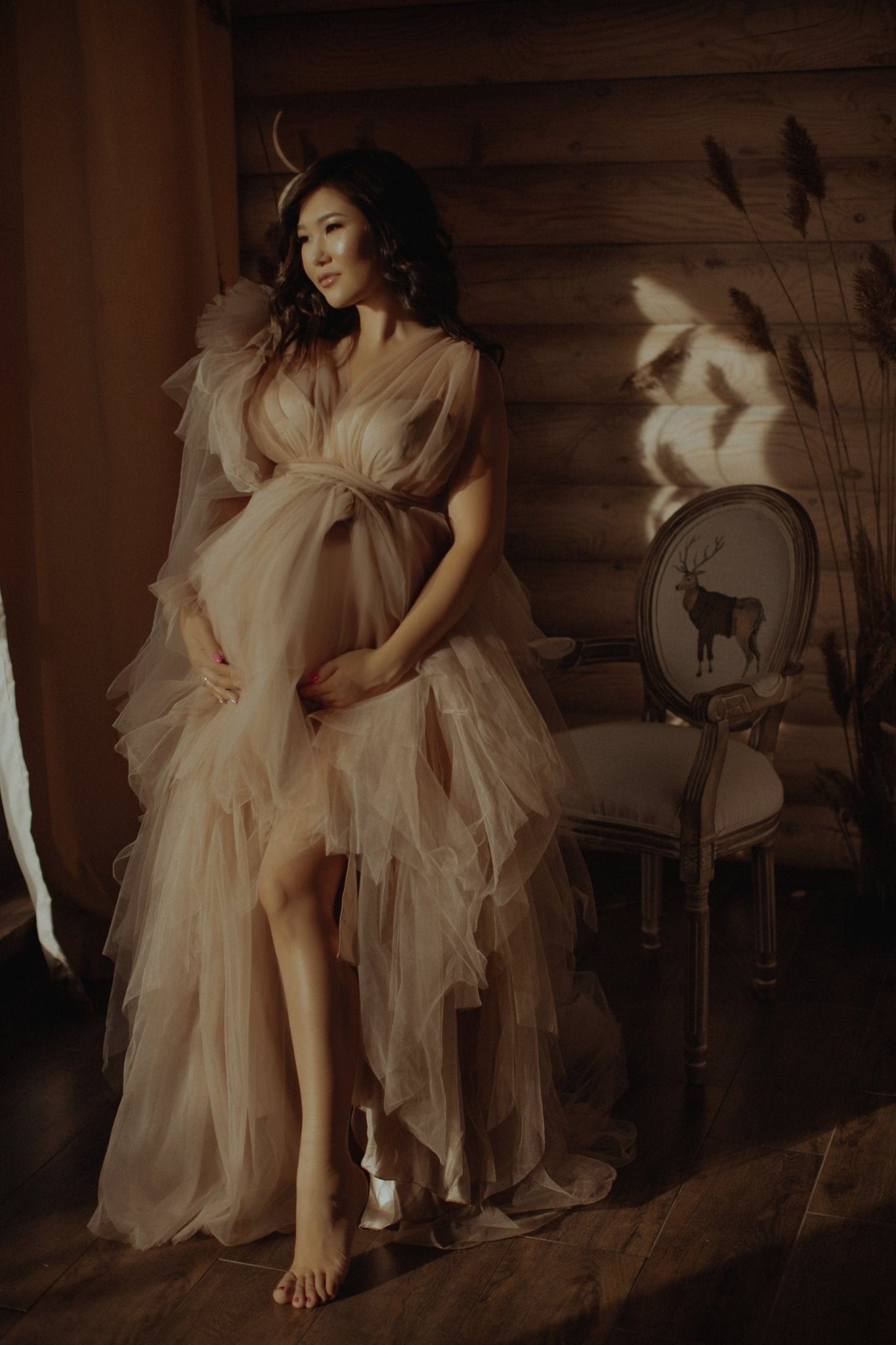Sand Serena Gown - maternity photoshoot dress