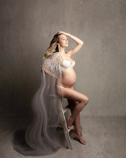 Silver Goddess Gown - maternity photoshoot dress