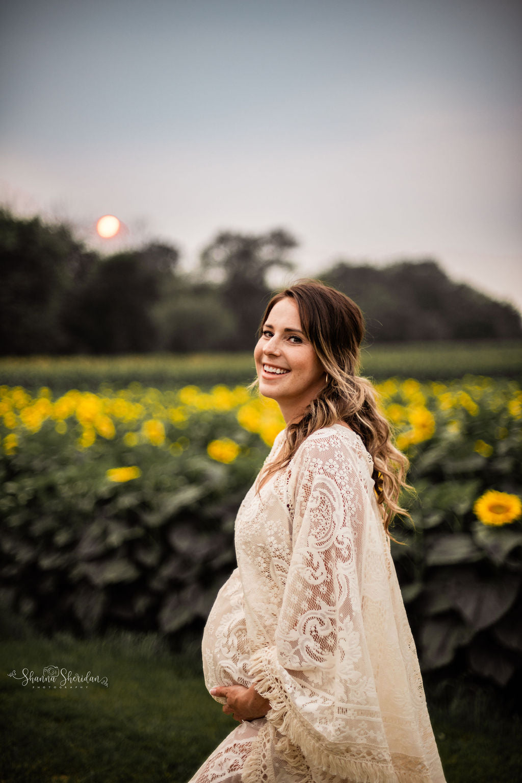 Boho Lace Maternity Gown with Tassels - maternity photoshoot dress