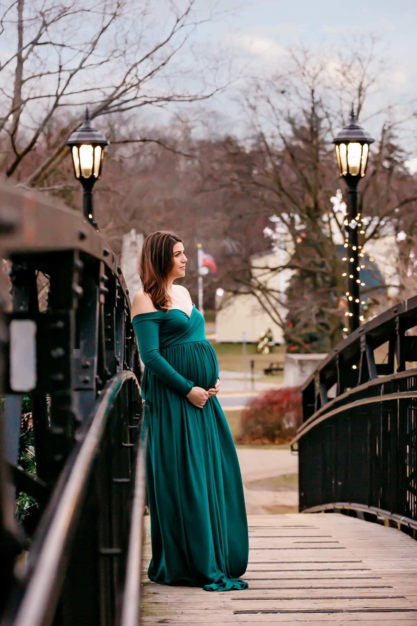 Forest Green Flowy Gown - 