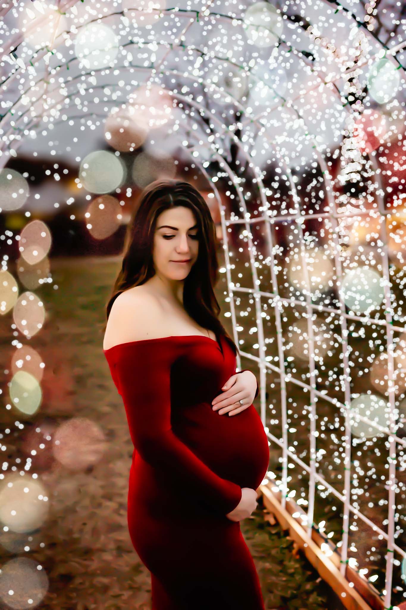Red Fitted Gown - maternity photoshoot dress