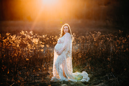 Boho Gold Sequin Maternity Dress - maternity photoshoot dress