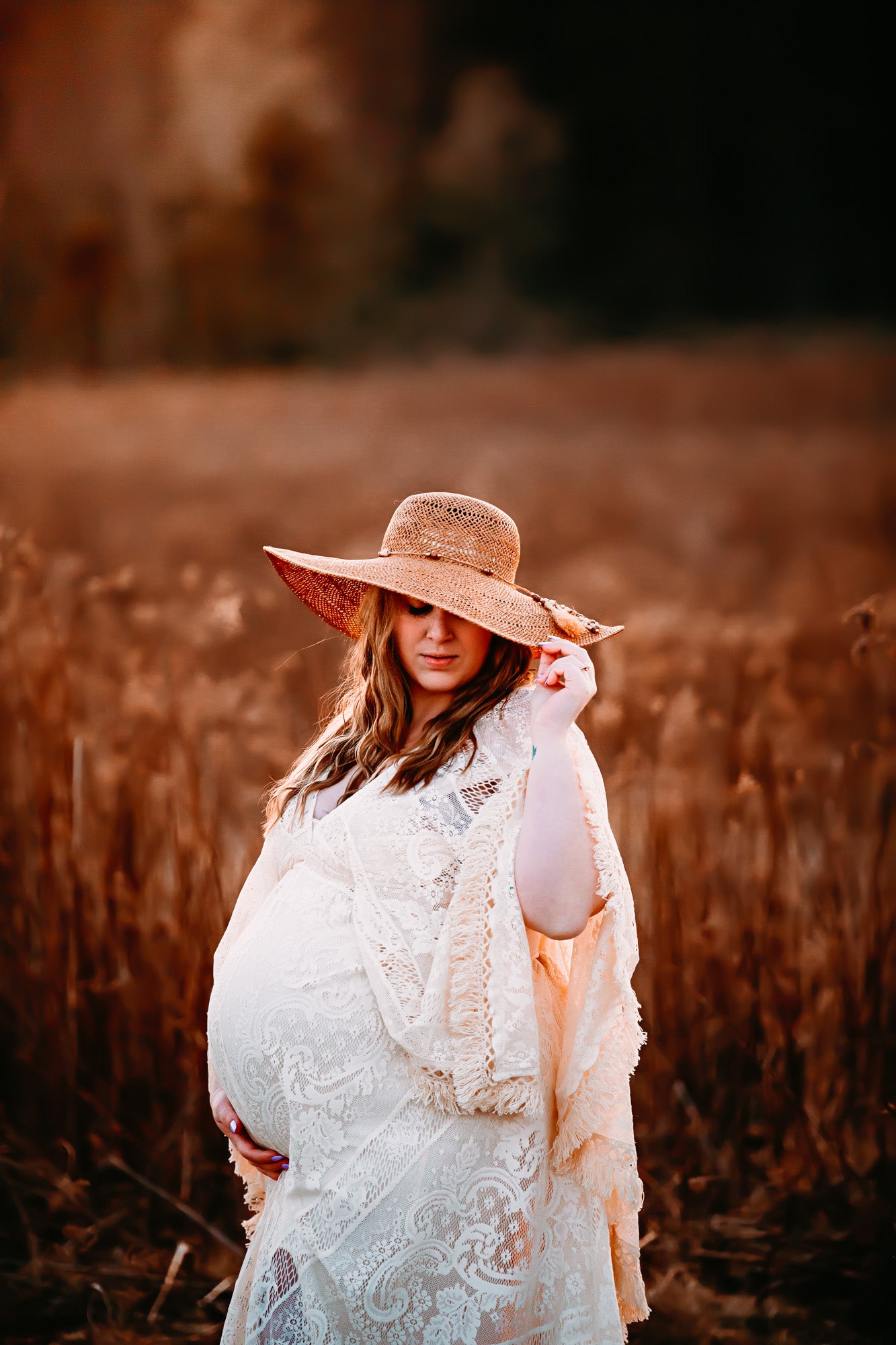Boho Lace Maternity Gown with Tassels - maternity photoshoot dress