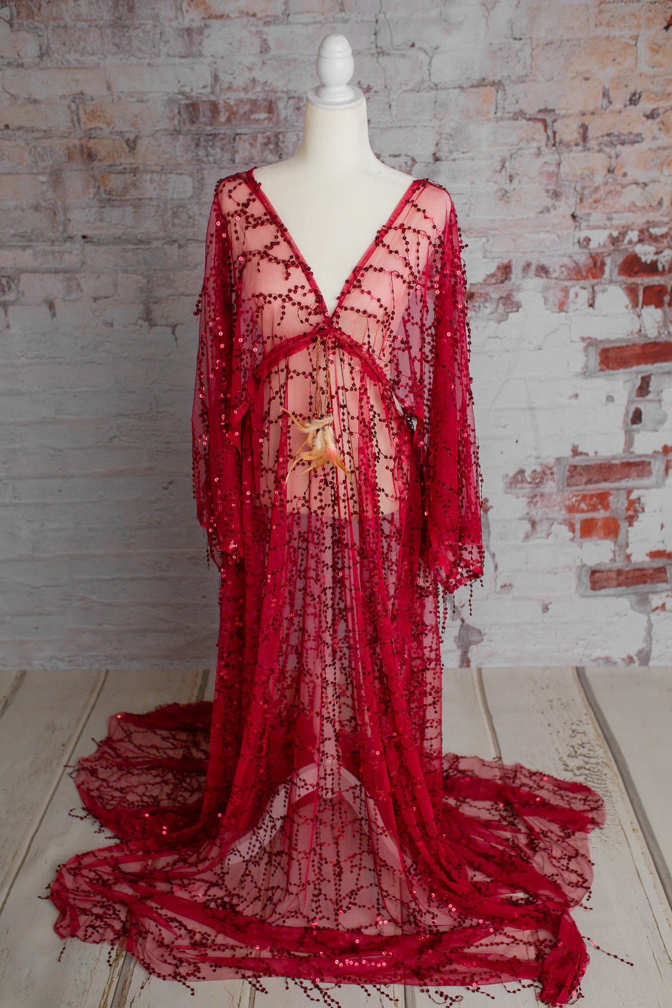 Boho Red Sequin Gown - 