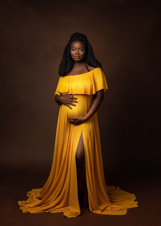Agapanthus Yellow Gown - maternity photoshoot dress