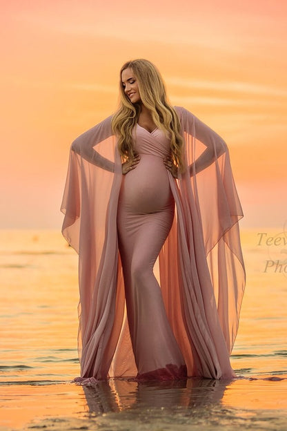 Dusty Pink Atrofrusca Dress - maternity photoshoot dress