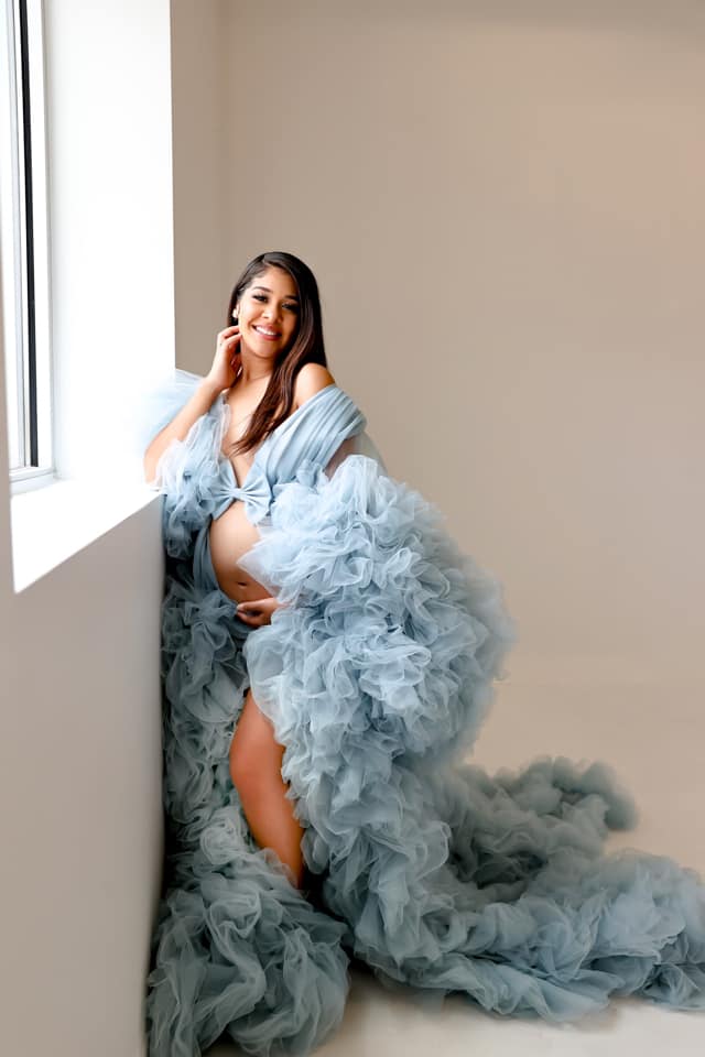 Baby Blue Barbara Gown - maternity photoshoot dress