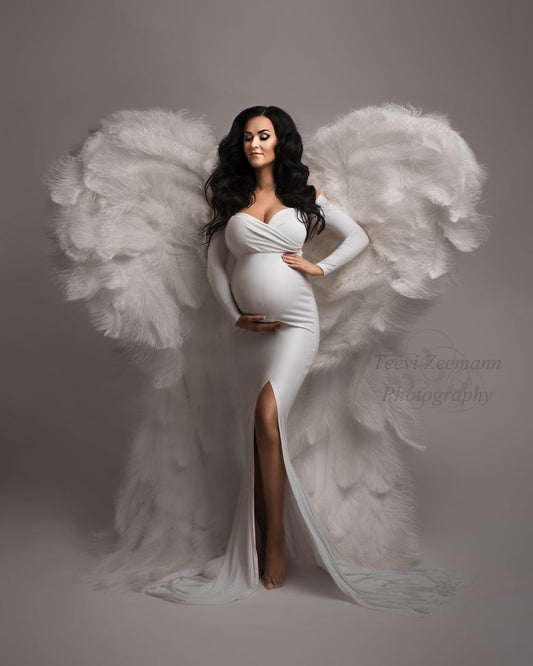 White Basiel Maternity Dress - maternity photoshoot dress