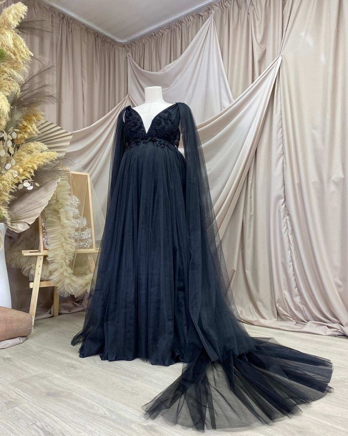 Black Beth Gown - maternity photoshoot dress