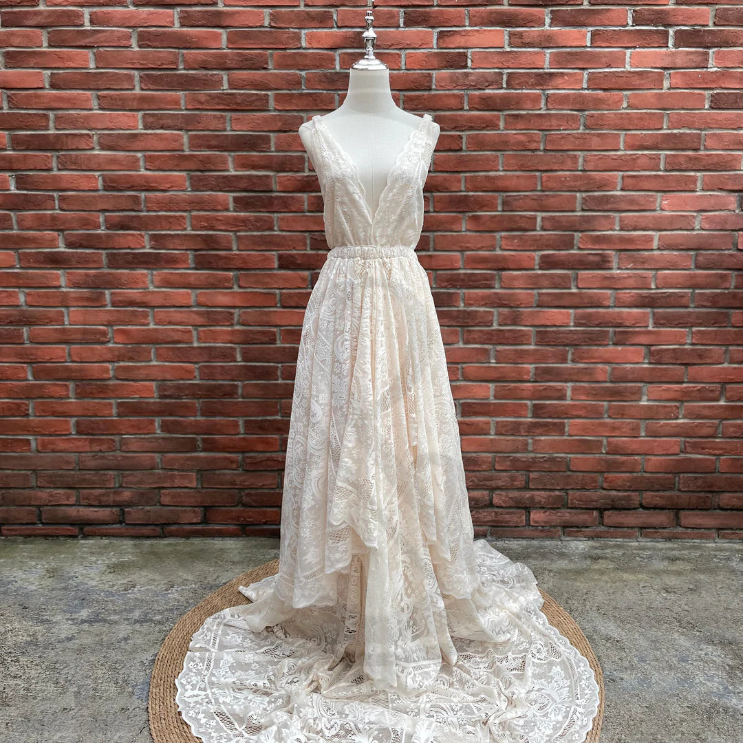 Beige Claire Gown - maternity photoshoot dress