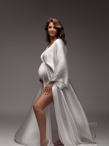 Convalleria Off White Gown - maternity photoshoot dress