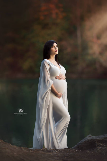 Cool Grey Atrofusca Maternity Gown - maternity photoshoot dress