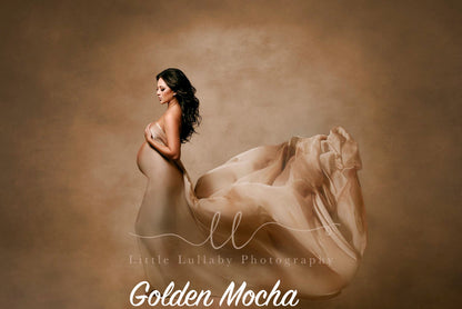 Golden Mocha silky Chiffon Fabric - maternity photoshoot dress