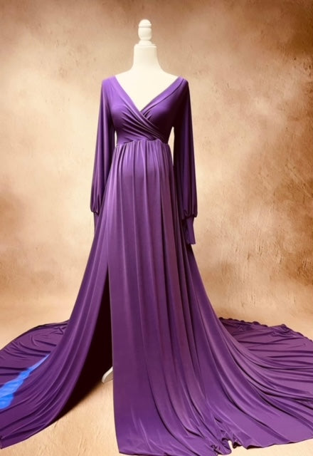 Purple Clara Gown - maternity photoshoot dress