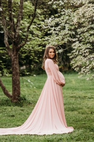 Pink Clara Gown - maternity photoshoot dress