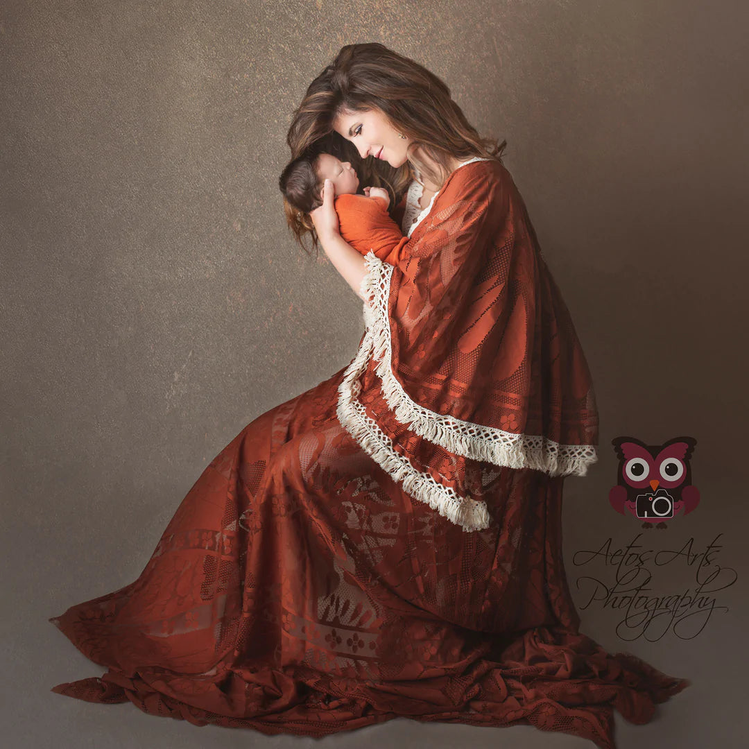 Rusty Red Joan Boho Dress - maternity photoshoot dress