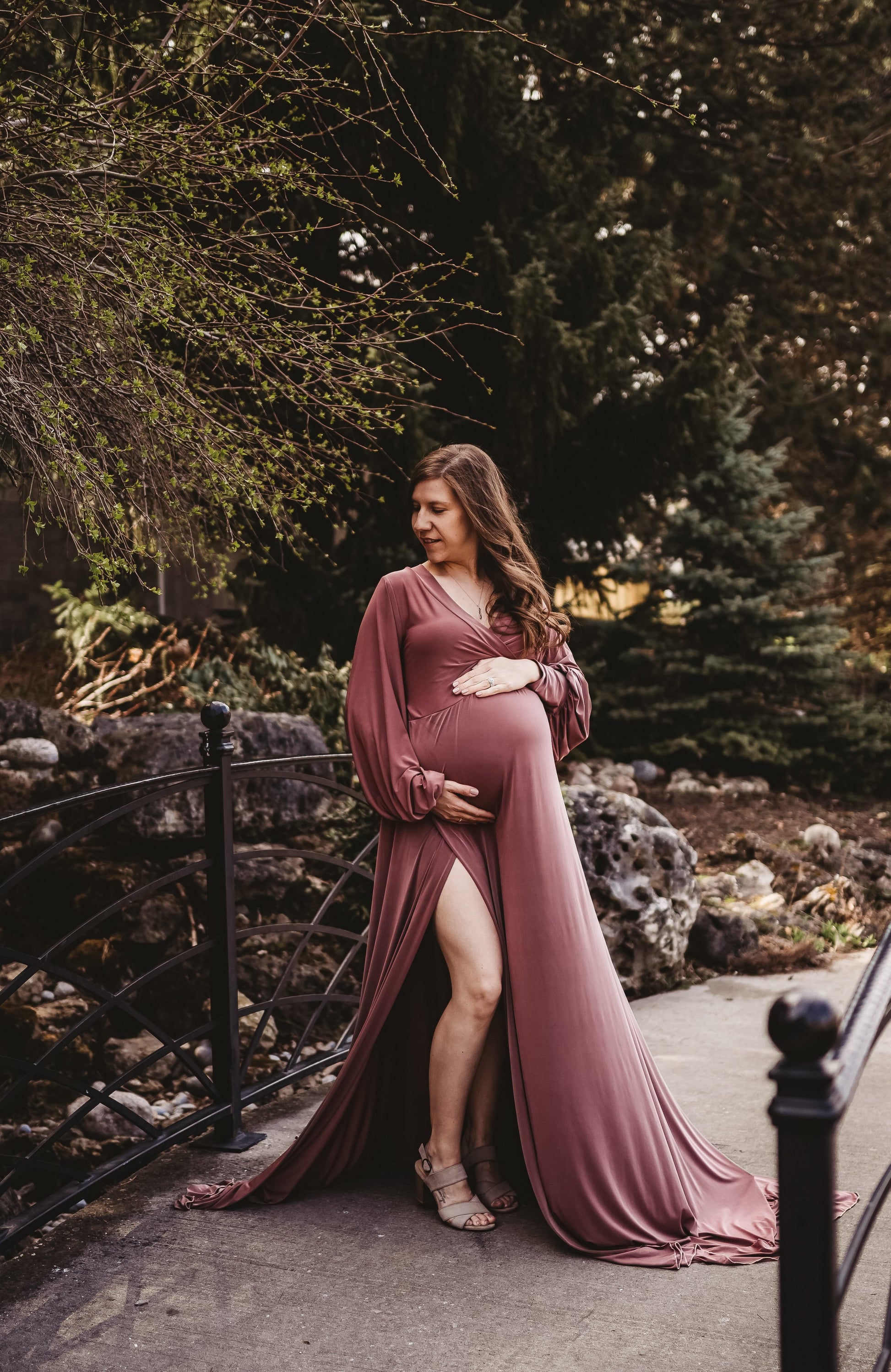Dark Mauve Clara Gown - maternity photoshoot dress