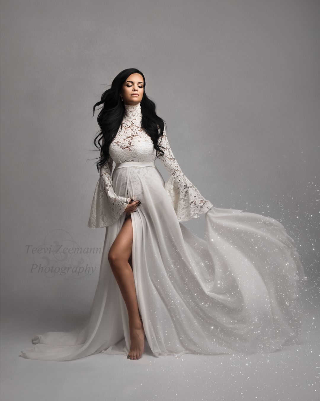 Pema Off White Gown - maternity photoshoot dress