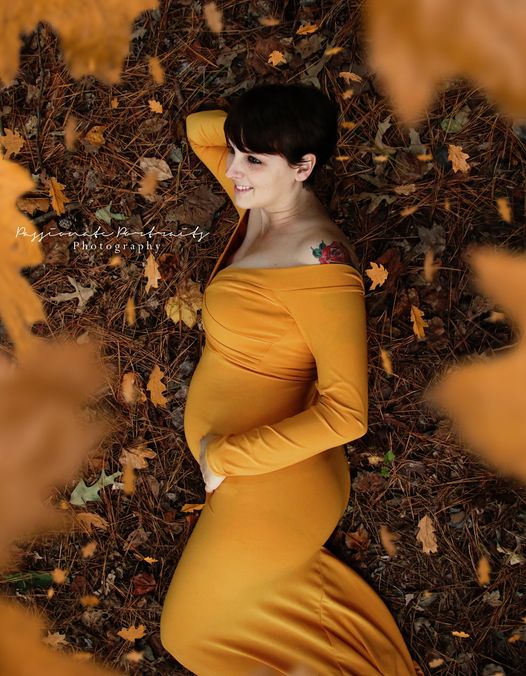 Scarlet Gold Dress - maternity photoshoot dress
